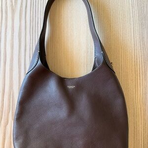 Coach Dark Brown Leather Hobo Shoulder Bag Brooklyn 28 in Brass / Maple